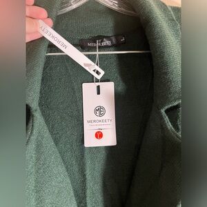 Oversized Women’s Military Green 2 Button Long Sleeved Cardigan